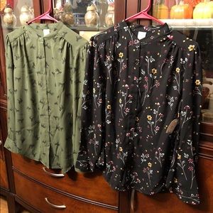 🌺 2 New Ladies Soft Shirts Button Up Sz: S🌺
